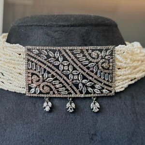 Stunning f Every Occasion!House Of RuSa Necklace With Pearl stones &Fine Zircone